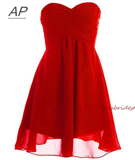 

Angelsbridep Short Chiffon Bridesmaid Dress 2021 Sexy A-line Sweetheart Pleat Vestido Madrinha Party Gown Formal Celebrity Gown