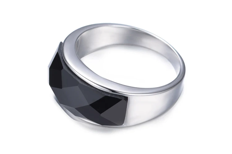 New Arrival Fashion Black Crystal Platinum Plated Men`s Finger Rings Wedding For Man Jewelry Wholesale No Fade Gift