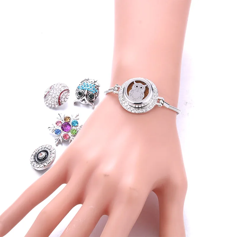 Hot Sale Snaps Jewelry Adjustable Snap Button Bracelet 18mm 12mm Metal Snap Button Charms Bracelets For Women