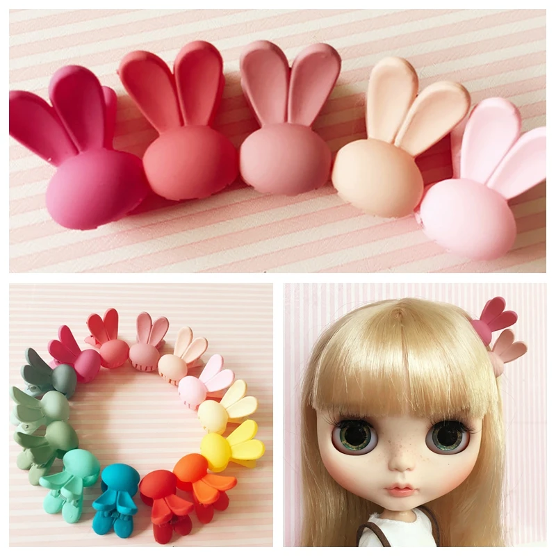 5PCS/Lot Candy Color Rabbit Hair Clips for Blyth Azone 1/6 Bjd Dolls Accessories