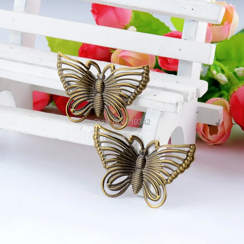 

Free shipping-50PCs Antique Bronze Filigree Butterfly Decoration DIY Wraps Connectors Embellishments Findings 4.3x2.8cm J0007