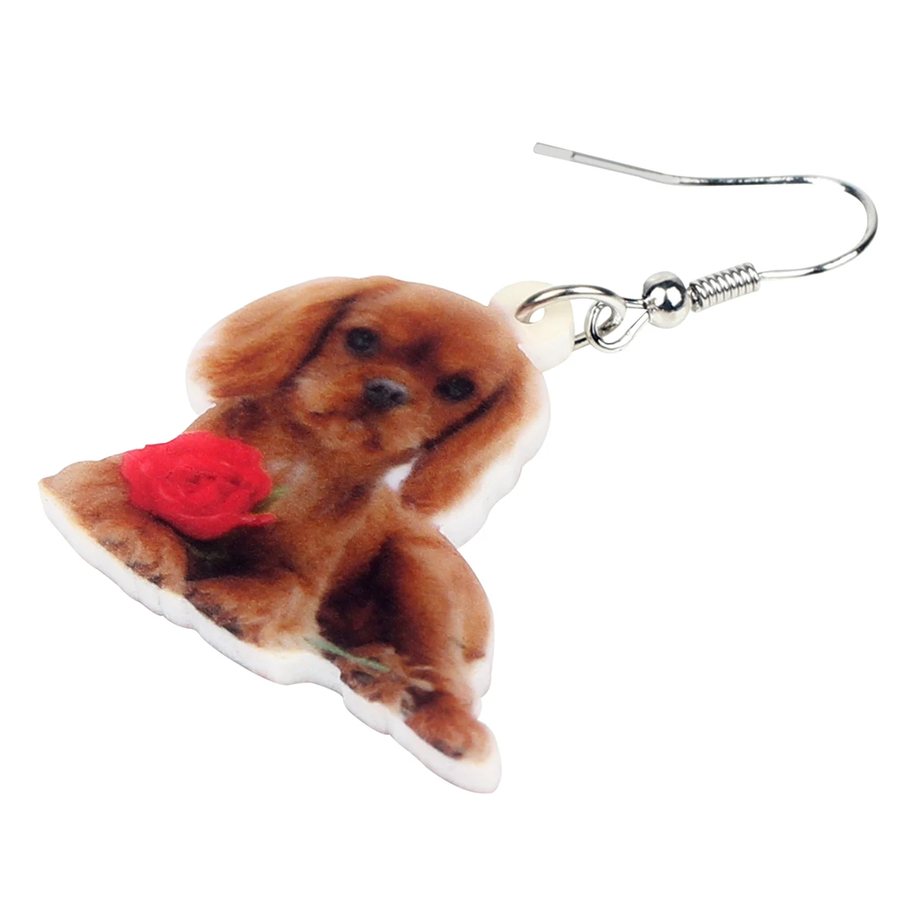 WEVENI Acrylic Sweet Cavalier King Charles Spaniel Dog Earrings Drop Dangle Animal Pet Jewelry For Women Girls Gift Bijoux Charm