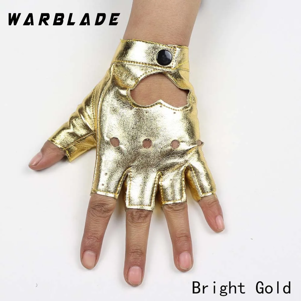 WarBLade Fashion Women\'s Leather Gloves Fingerless Star Hollow Gloves Party Show Breathable Half Finger Mittens for Women