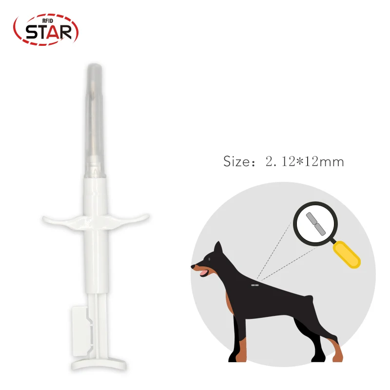 Injection guns with RFID glass chip 2.12*12mm animal id products set x10