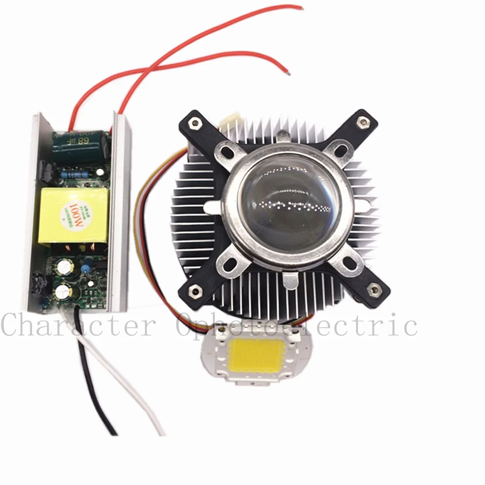 100W LED Att High Power 3000k/ 6000k 4000K 400-840nm Lampa LED + Radiator + 100W LED Driver Lens