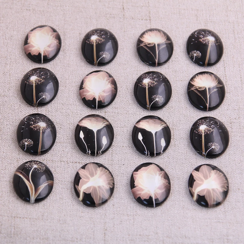 6pcs mix Night sky Fireworks Pattern Oval Glass Cabochon 18*25mm Dome Flat Back DIY Jewelry Finding