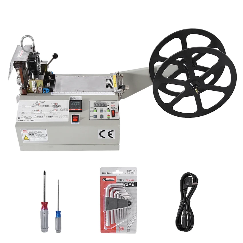 X-04HC Volledige Automatische Tape Snijmachine Krimpkous/Rits/Elastische Riem/Polyester Lint Cutter Machine Koud En hot Mes