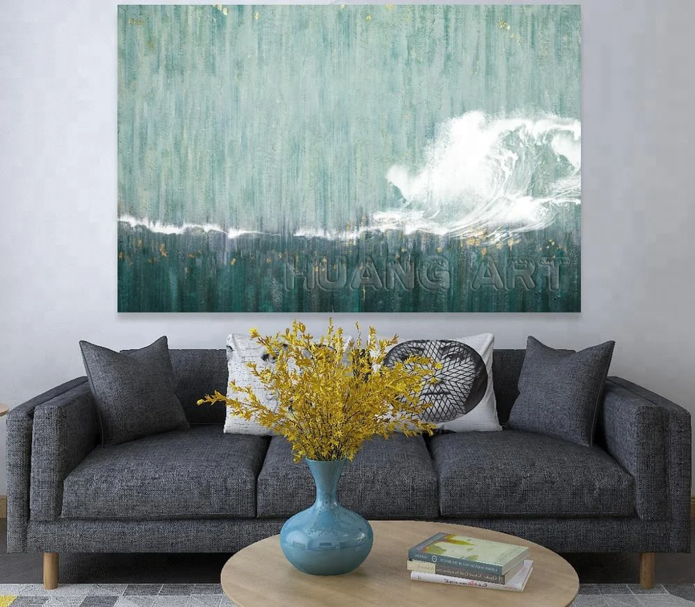 100% Hand Painted Beautiful Abstract Sea Landscape Wall Painting for Room Decor Sea Wave Seascape Modern Oil Painting on Canvas