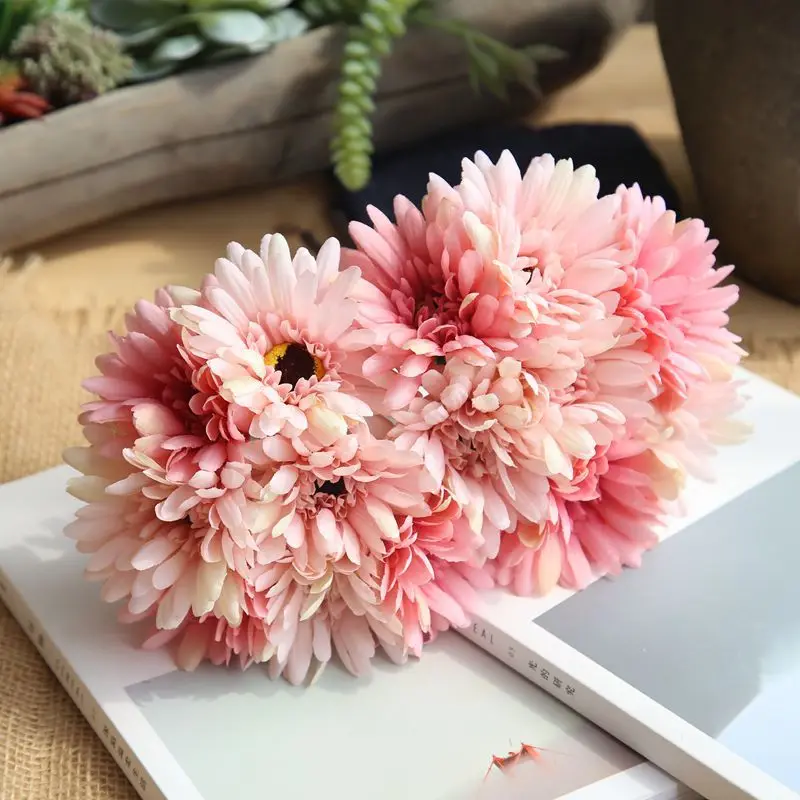 1 Bouquet Slik Artificial Gerbera Flowers Fake Flower Chrysanthemum Flores Home Wedding Decoration Daisy 7 Branch