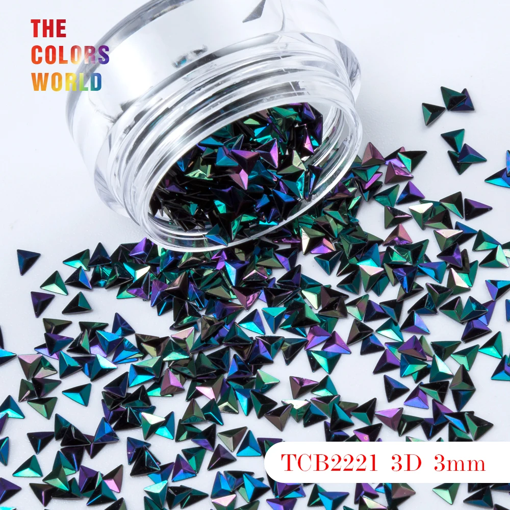 TCT-047 Triangle Shape 3D Effect Colorful Glitter 3MM Size For Nail Glitter Nail Art Decoration Makeup Facepaint DIY Decoration