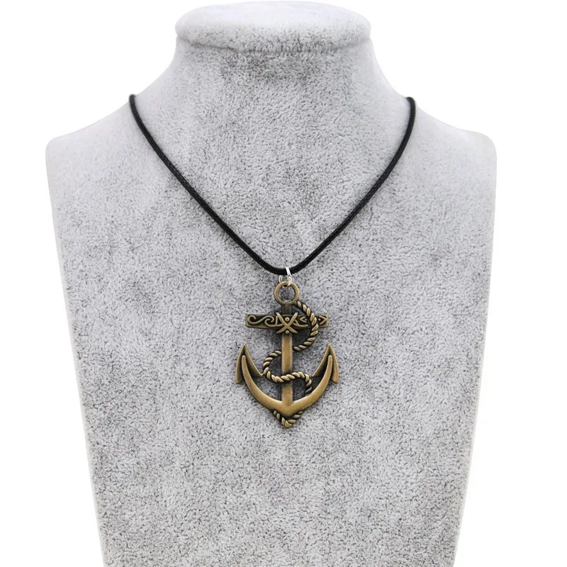 Anchor Choker Necklace For Women Retro Leather Chain Anchor Necklaces Pendants Men Jewelry Party Gift