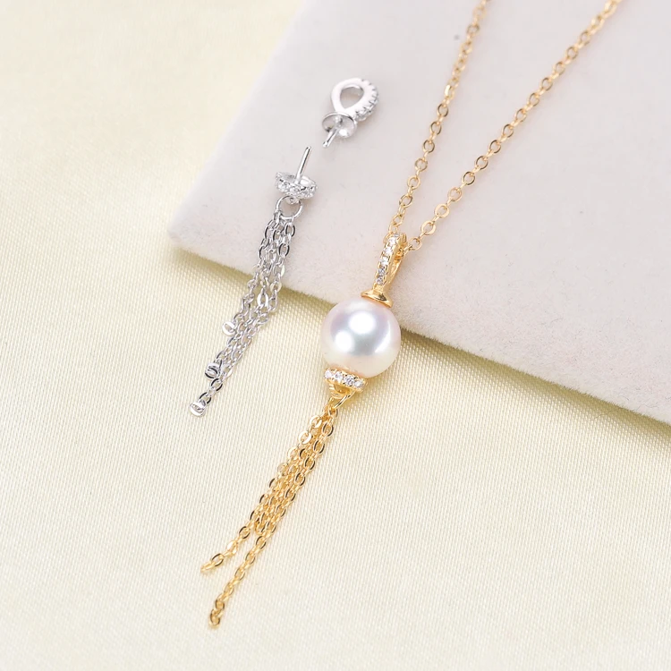 

2 Color 925 Sterling Silver Pearl Pendant Hot Cheap Necklace Pendant Findings Jewelry Parts Fittings Women Accessories, 3pcs/lot