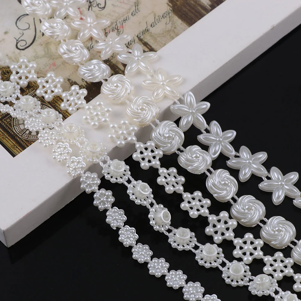 ABS Beads Imitation  Flower/Round/star Pearl Chain Trim for DIY Wedding Party Decoration & Jewelry Findings Craft Accessory