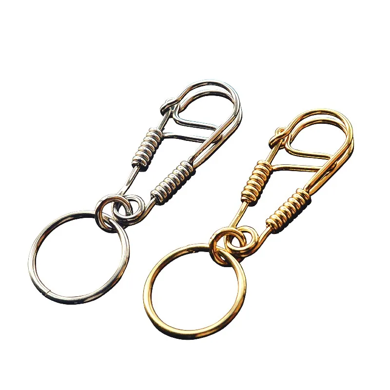 Multi-Function Creative Carabiner Stainless Steel Keychains Brass Wrapped Wire Car Buckle Waist Hanging Personality Handmade image 5