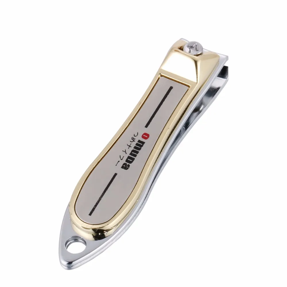 1 PC Stainless Steel Nail Clipper With Nail File Quality Manicure Nail Cutter Trimmer Gold Edge Letters Carve