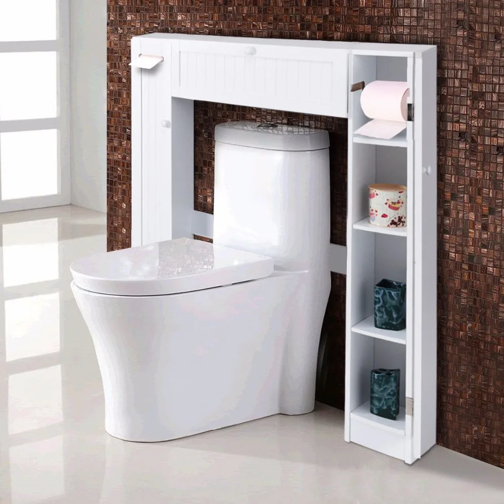 

Giantex Wooden White Shelf Over The Toilet Storage Cabinet Drop Door Spacesaver Modern Bathroom Cabinets Home Furniture HW56628