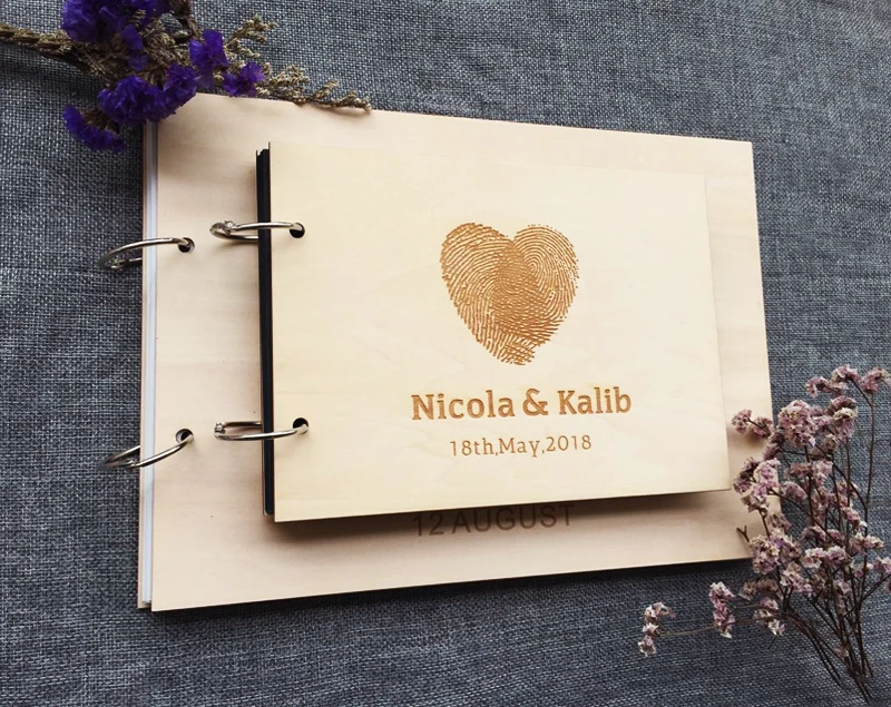 Personalised fingerprint Guest Book Modern Wedding Guest Book Wooden Wedding Wooden Guestbook bridal shower engagement