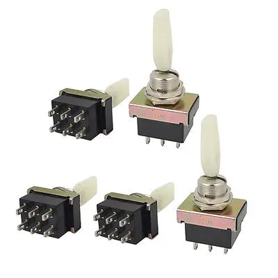 5Pcs AC 220V 3A DPDT 3 Position 6 Pin Toggle Switches Black KN3-203B