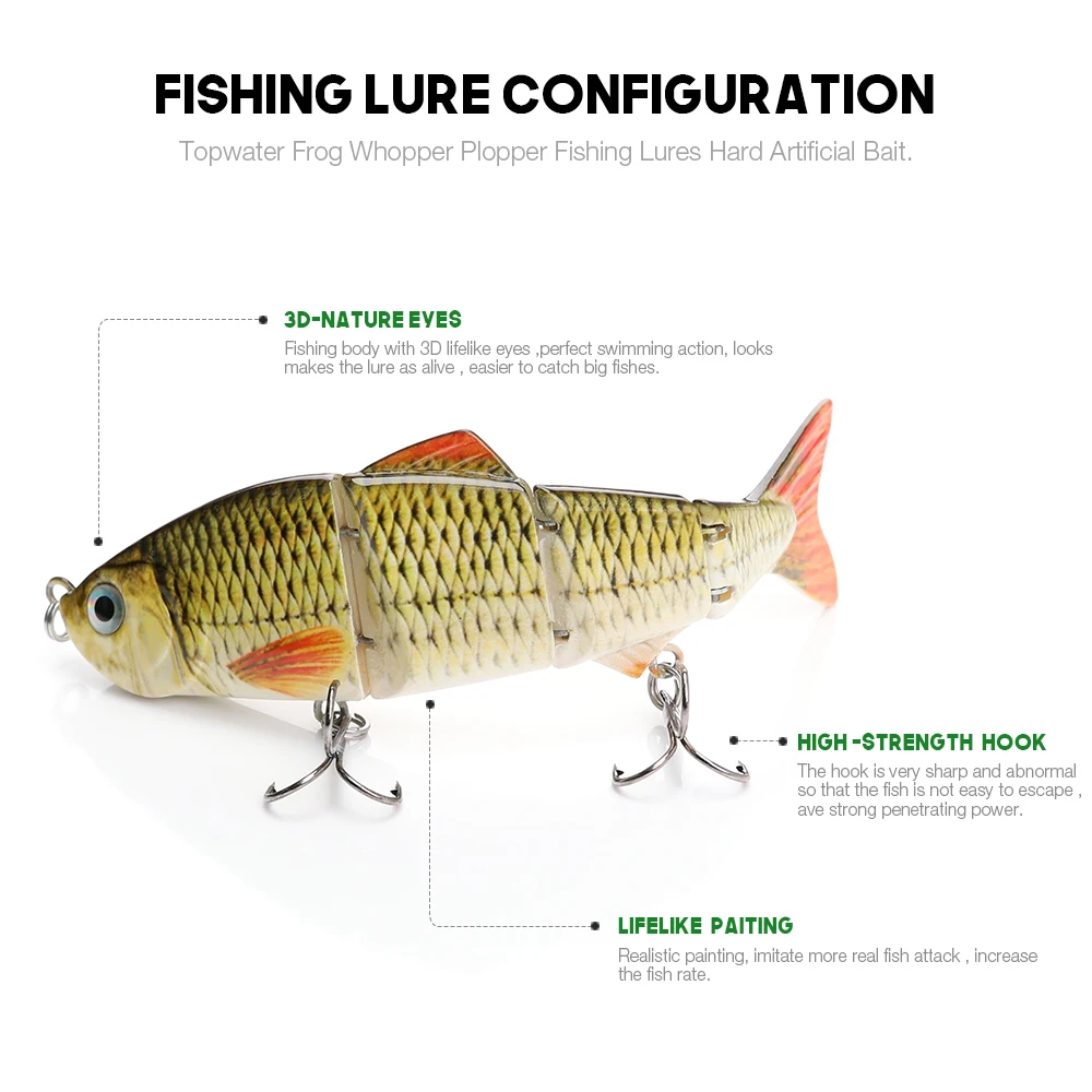 VTAVTA 12 سنتيمتر 16 جرام نابض بالحياة 4 قطاعات الطعم المشترك الاصطناعي الصيد إغراء غرق Wobblers ل بايك سويم كرانكبيت الصيد