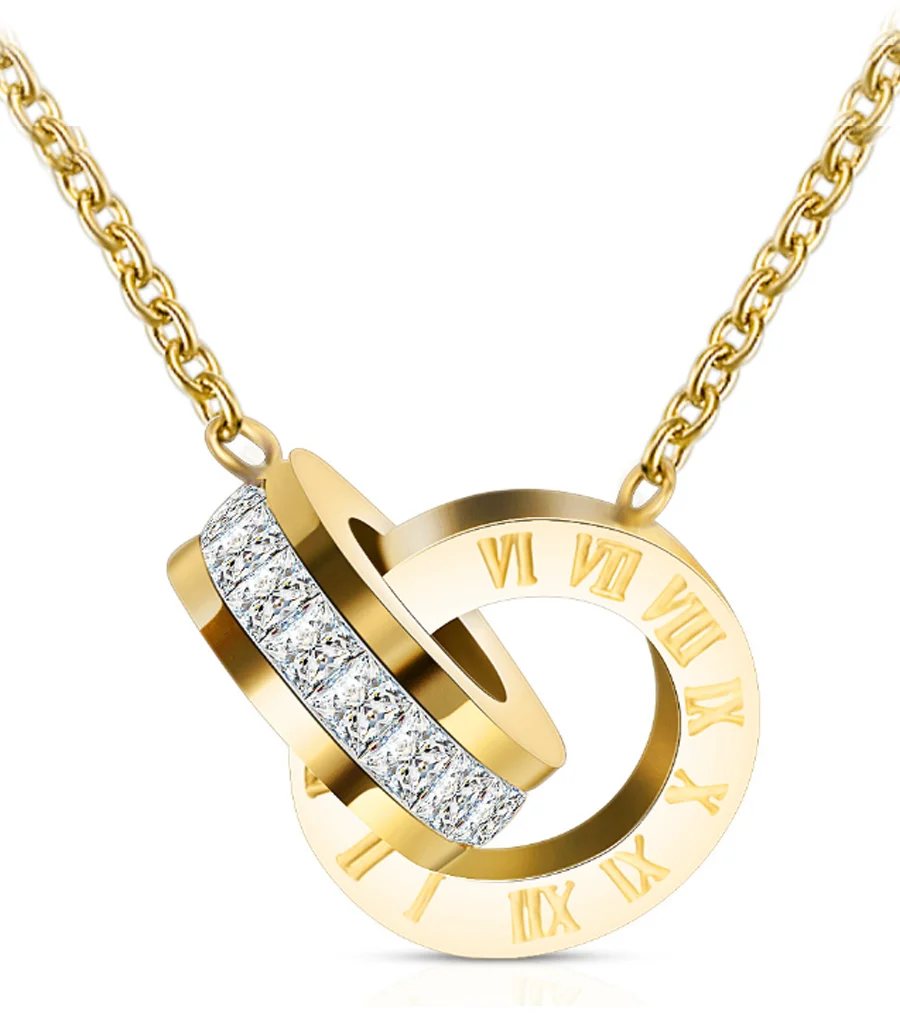 New Fashion Women Necklace Stainless Steel Necklace Set Roman Numeral Luxury Jewelry Top Quality Women Wedding Jewelry