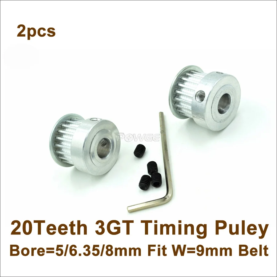 

POWGE 20 Teeth 3GT Timing Pulley Bore 5/6.35/8/10mm Fit GT3 Timing Belt W=6/9/15mm 20T 20Teeth 3GT Timing Belt Pulley 20-3GT