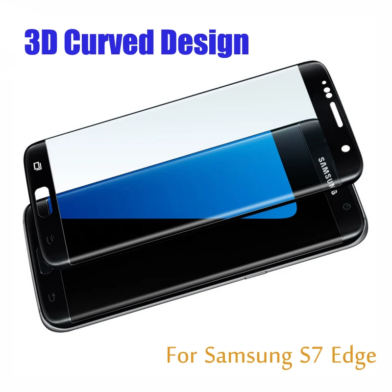 100pcs/lot Full Cover 3D Curved Plating Tempered Glass Screen Protector For Samsung Galaxy S7 Edge