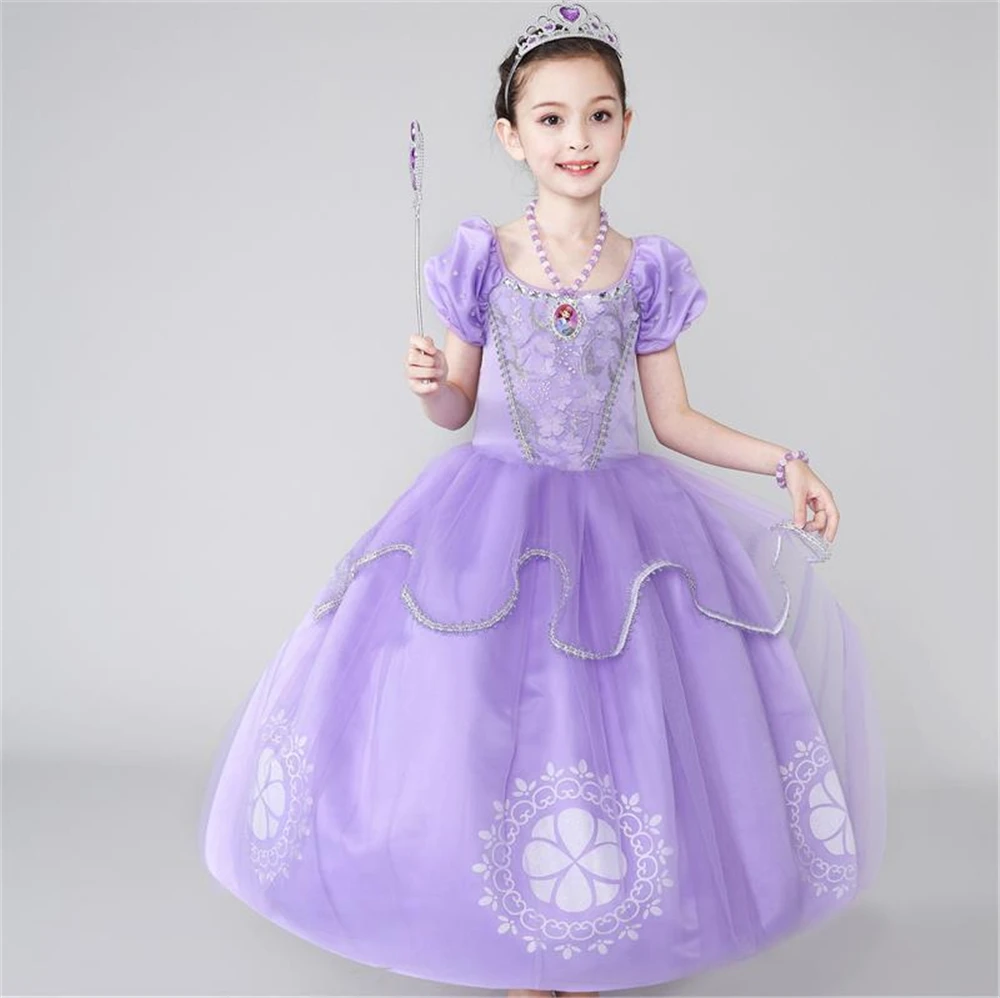 Kids Girls Princess Sofia Dress Rapunzel Dresses Ball Gown Long Party Dress Children Clothing Kids Halloween Cosplay Costume