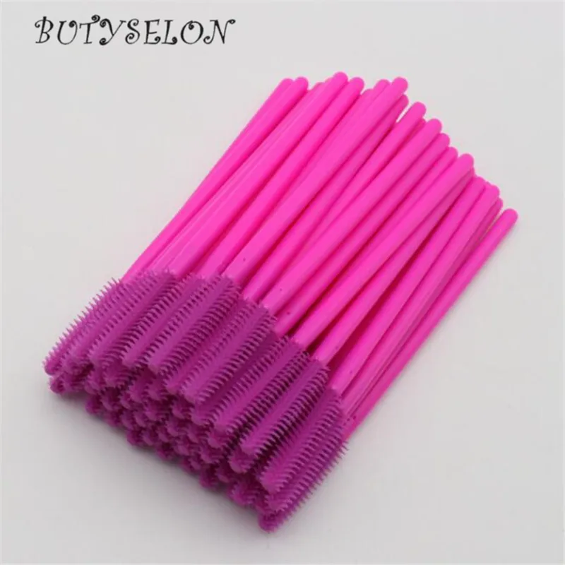 50pcs Disposable Silicone Eyelash Brushes Mascara Wands Applicator Eyebrow Comb Microbrush Lash Extension Supplies Makeup Tools