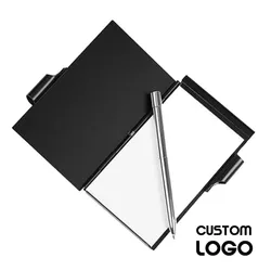 Custom Logo Gepersonaliseerde Aluminium Notepad Metalen Uiterlijk Mini Notebooks Met Een Pen Business Benodigdheden Kan Worden Uitgevoerd Rond