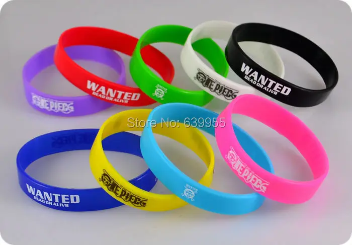 10x OP ONE PIECE WANTED Mix colors silicone Bracelet bangle wristband anime Jewelry men women cosplay costume accessories