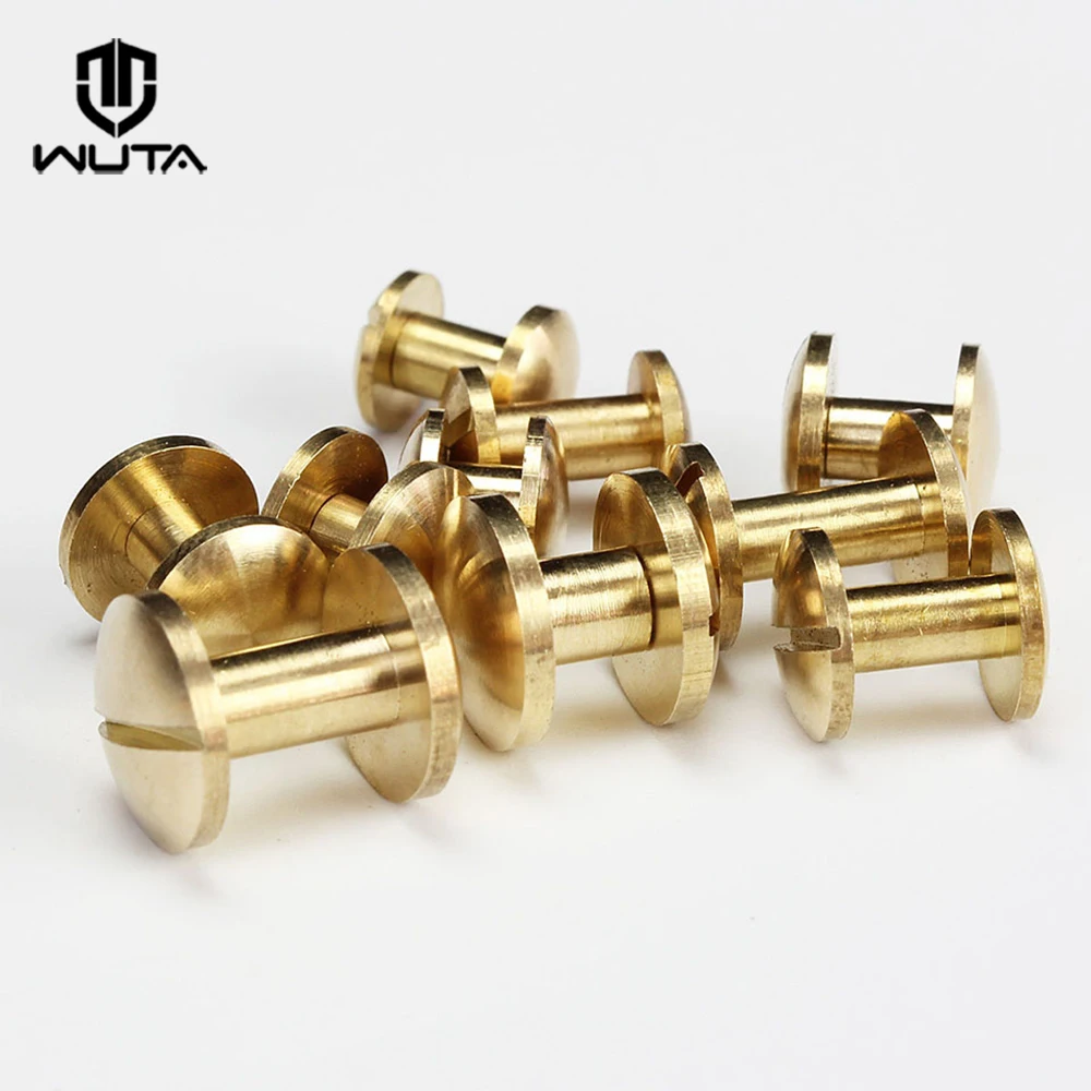 WUTA Brass Arc Belt Screw Stud Double Curved Head Chicago Nail Rivet For Leather Craft  DIY Belt/strap Accessories-Multi-size