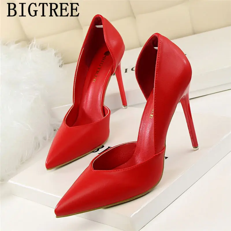 Party Shoes Black Heels Bigtree Shoes Pointed Toe High Heels Sexy Elegant Shoes Yellow Heels Ladies Pumps Tacones Mujer Ayakkabi