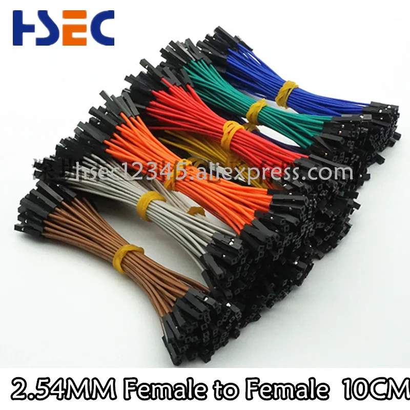 100pcs 1p female to female jumper wire dupont cable wire line 10cm 2.54MM Pitch Red/Black/White/Green/Blue/ Connector Breadboard