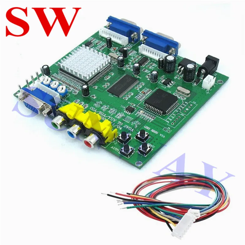 لوحة محول فيديو رقمية جديدة 24 بت RGB CGA iga YUV إلى VGA, Moudle HD9800 GBS8200 ، تدعم جميع أنواع شاشات VGA المصنفة 5