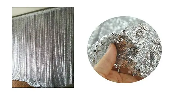 New! Shiny Sequin Backdrop for wedding stage background, party photo booth photography background with Rod Pocket CR-657