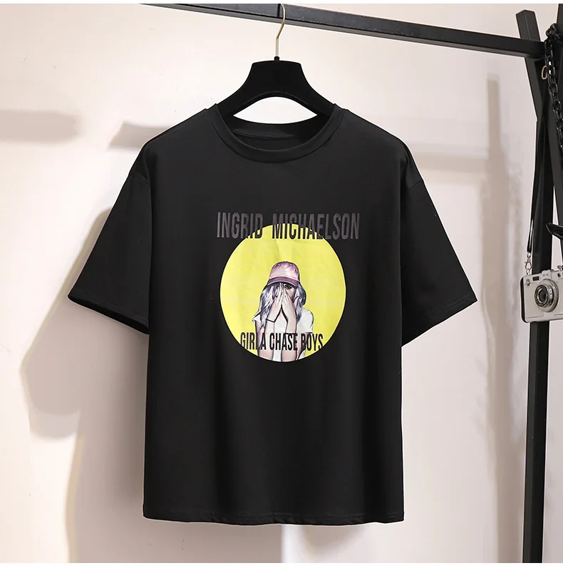 With Belt! Summer Women Short Sleeve Loose Tees Letters Print Tops And Lemon Slim Fresh Skirt Suits Twinset Casual Set NS993