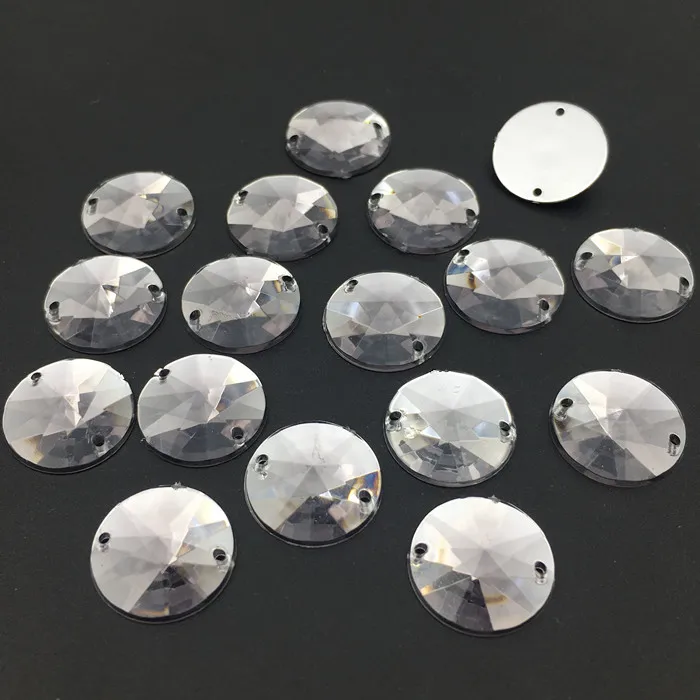 Clear Grey Round Rivoli Acrylic Crystal Rhinestones Sewing jewelry Beads Flat back 14mm Sew On Stone