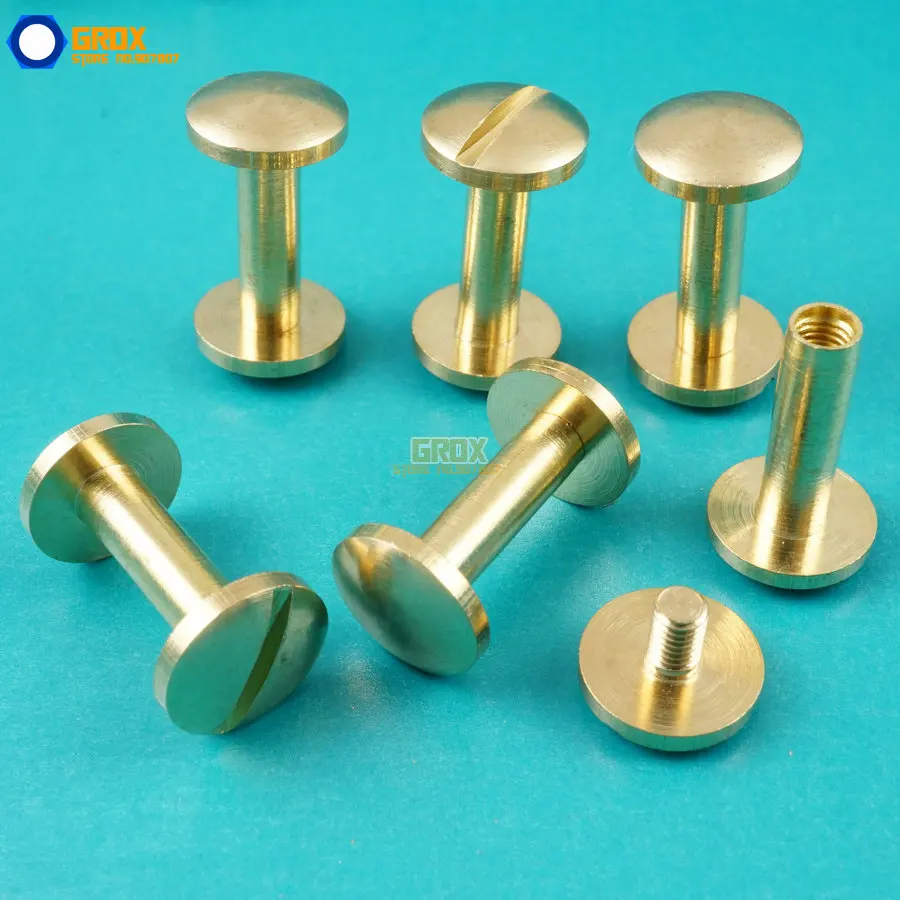 

50 Set 10*13mm Solid Brass Rivet Chicago Screw for Leather Craft Belt Wallet / Cambered