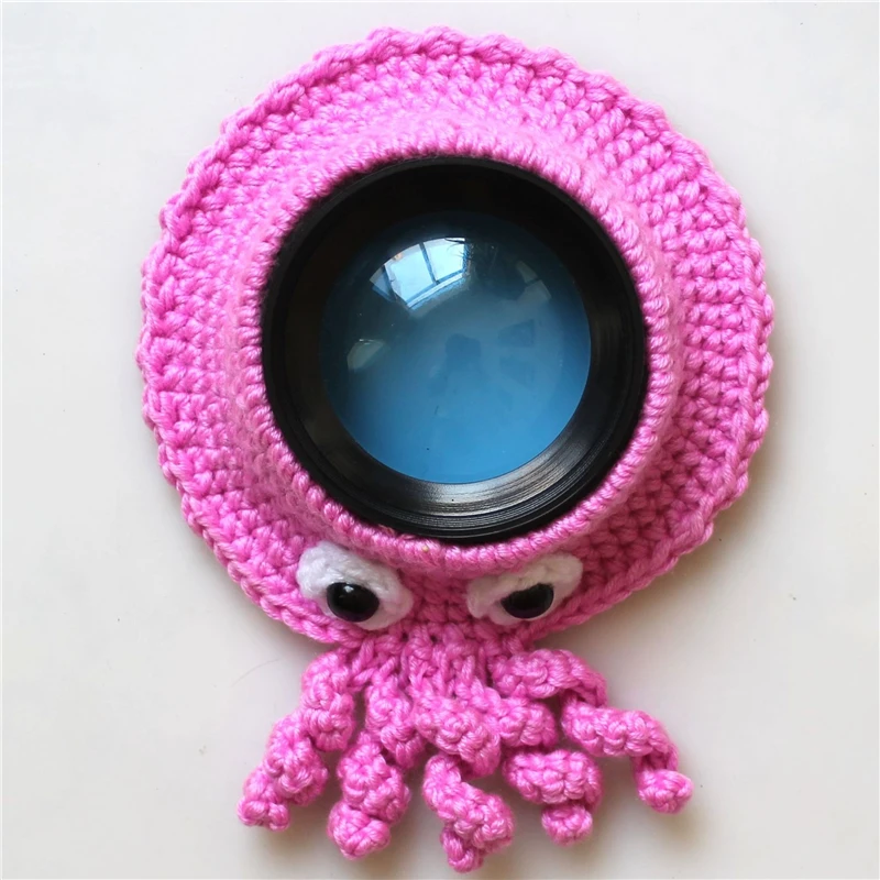 Animal Camera Buddies Lens Accessory for Child/Kid/Pet Photography Knitted Lion Octopus Teaser Toy Lens Posing Photo Props