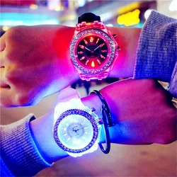 2019 Flash Luminous Watches Personality Trends Students Lovers Jellies Woman Men's Watches 7 color Light WristWatch Hot Sale