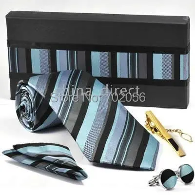 

new tie set TIE+HANKY+CUFFLINKS+tiebar tie cuff link Neckties,cuff button 11ets/lot #010