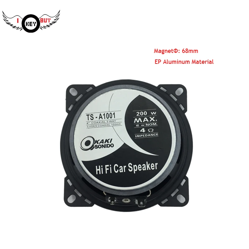 1 Pair /Lot 4 inch 200W 4 Ohm 3 Ways Coaxial Car Speaker Audio Vehicle Auto Stereo Hifi Rubber Edge Louder Speaker