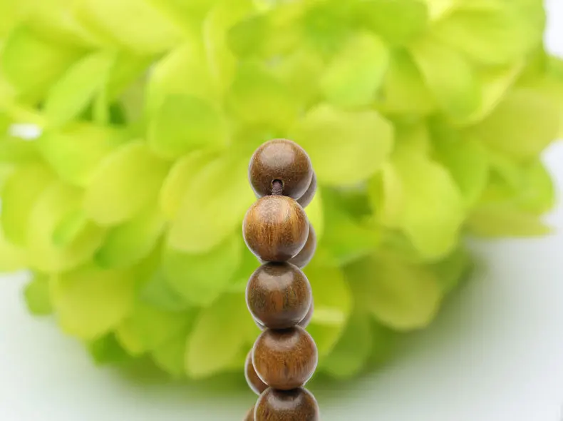 Natural Green Sandalwood Beads 0.8 0.6cm 108 Buddha Bracelets For Women Men Long Bangle Religion Buddha Gift Zen Jewelry