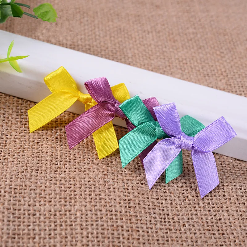 100Pcs Multi Colors Mini Handmade DIY Satin Ribbon Bow Home Wedding Gifts Box Decoration Crafts Garment Textile Accessory 4*4cm