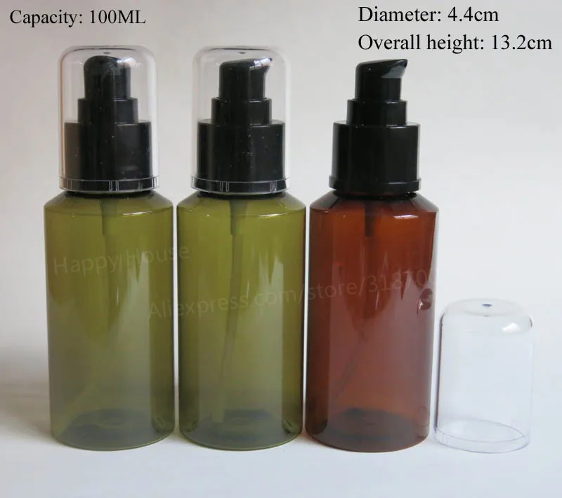 24 x 100ml New Fashion Green Amber  Inclined Shoulder Lotion and Cosmetic Bottle