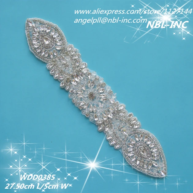 

Crystal bridal beaded rhinestone sash applique iron on for wedding evening dress WDD0385