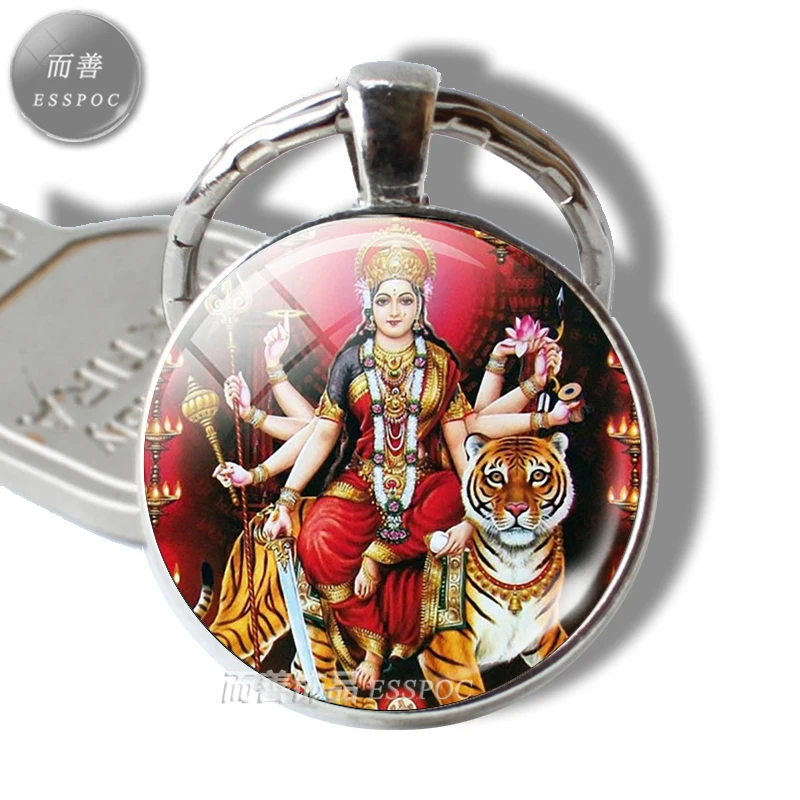 Krishna and Radha Glass Cabochon Pendant Metal Key Chains Yoga Fashion Jewelry Charm Pendant for Men Women Amulet Jewelry