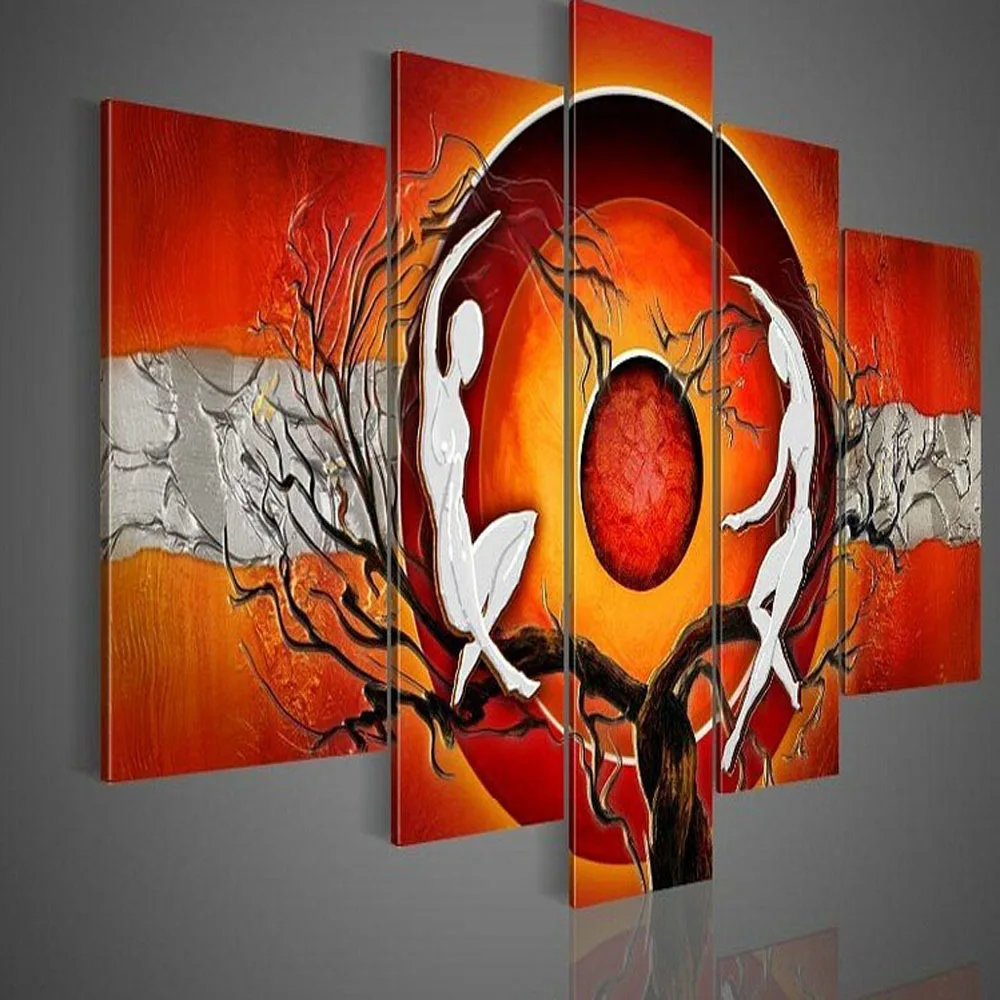

Hot Hand Painted Oil Paintings On Canvas Hang Pictures For Living Room Wall Decor Modern Wall Art Flowers Group of Paintings