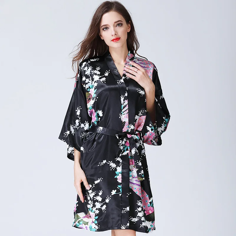 Bruid Bridal Wedding Robe Dress Gown Vrouwen Print Bloem Kimono Geisha Nachtjapon Korte Sexy Nachtkleding Badjas Nachtkleding S-XXXL