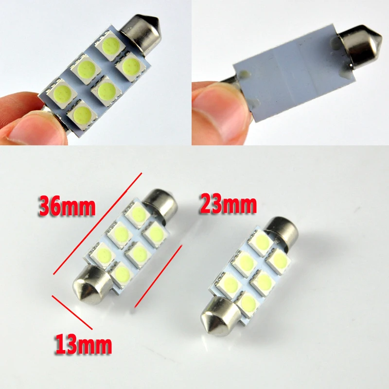 AutoEC C5W 5050 6 LED 31mm/36mm/39mm/41mm Festoon Dome LED Light Bulbs 6 SMD Car Door Dome Roof Light Lamp Bulb Mix Size #LK114